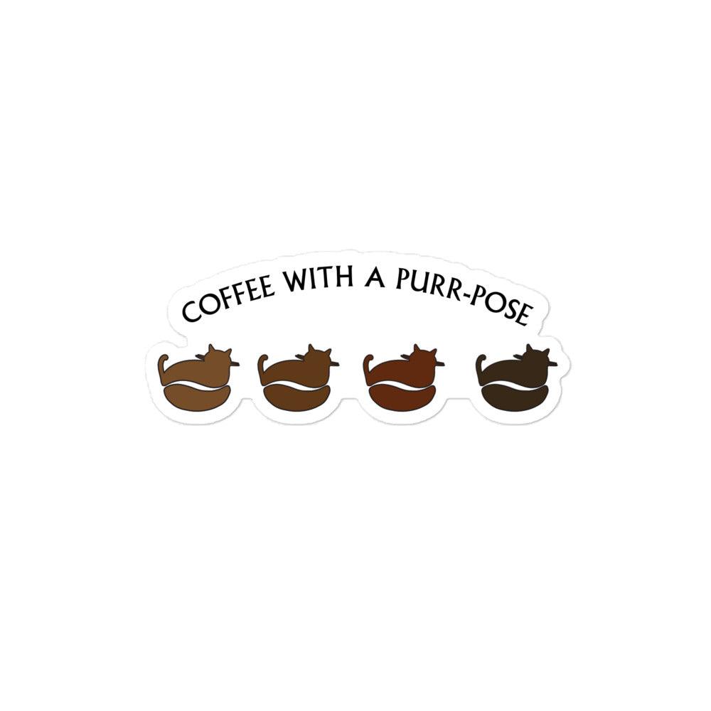 Coffee With A Purr-pose Bubble-Free Stickers - Tabby Cat Coffee Company