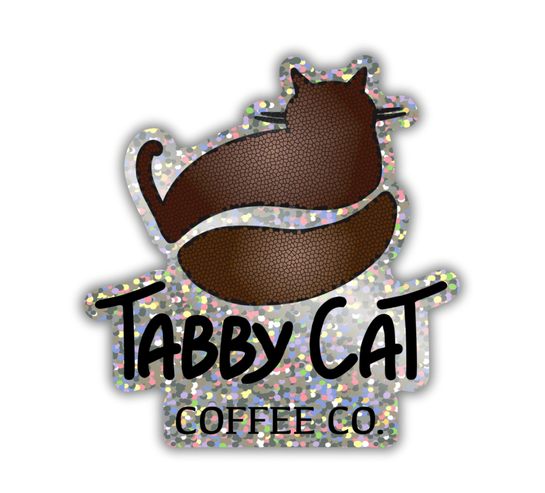 Tabby Cat Coffee Glitter Sticker - Tabby Cat Coffee Company